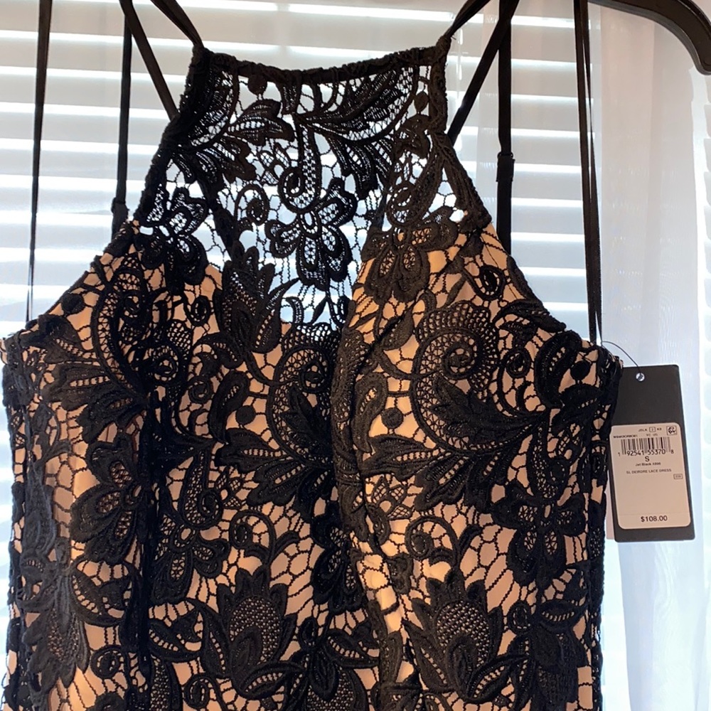 Guess black lace dress high neck.